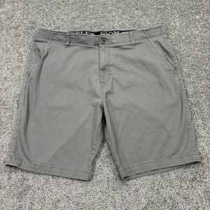 Iron Flex Shorts Mens 40 Gray Chino Casual Outdoor City Work Pockets Button